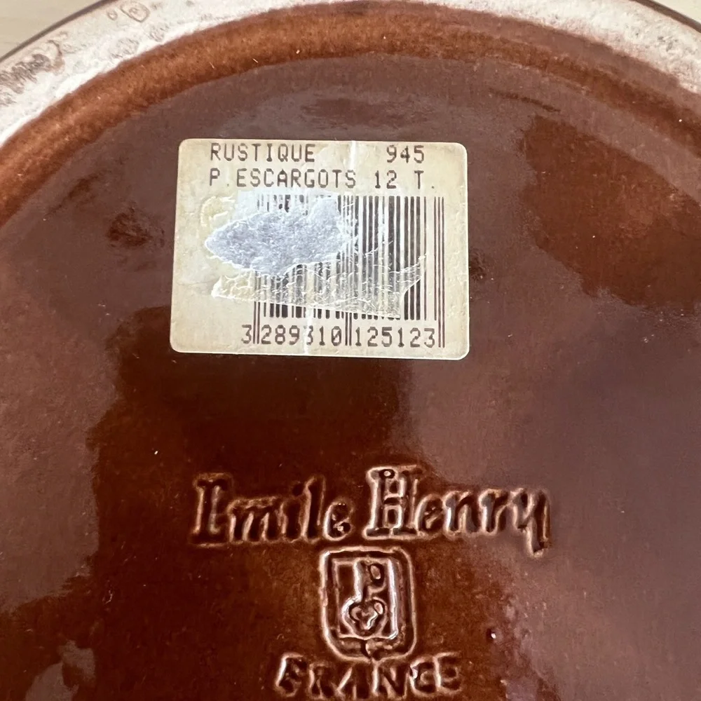 2 pieces Emile Henry escargots dish and oval baking dish.  Made in France.